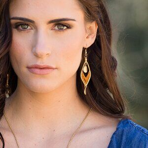 Sachi Desert Arches Collection Earrings - Rust Marquise Drop